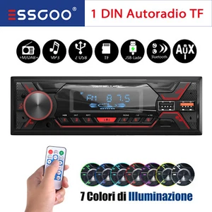 Single 1 DIN BT 7 Farben Autoradio Freisprech MP3 Player FM SD AUX Bluetooth USB - Bild 1 von 13
