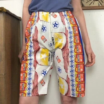Vintage Caltex Racing Promo Shorts, 1980s Race Car Advertising Novelty Trunks M - Image 1 of 4
