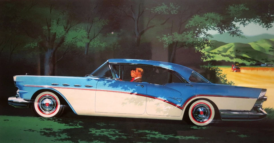 1957 Buick Century Illustration Dealer Showroom Wall 10 x 19 Giclee Print - Image 1 of 1
