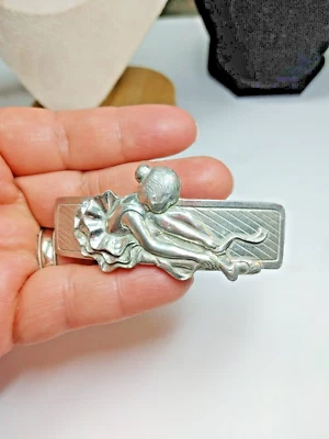 Vintage Ballerina Hair Barrett Clip 2 1/2", 1990 Seagull Pewter Canada Foto 1 de 4