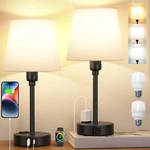 2 Pack Bedside Lamps for Bedrooms Nightstand, Table Lamp with 3 Color Modes 2700 - Picture 1 of 10