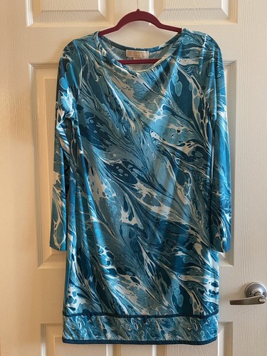 Abito donna Michael Kors stampa blu nuovo L large