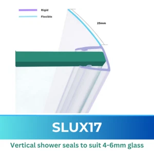 Vertical Shower Seal Strip | 4-6mm Glass | 25mm Fin | Shower Door - 2M Length - Picture 1 of 2