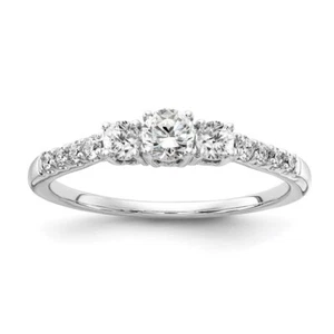 14k White Gold 1/2Ct Lab Grown Diamond 3 Stone Engagement Ring Size 5 - Picture 1 of 3