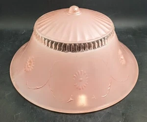 Antique Pink Glass Ceiling Lamp Shade 10.25" Diameter X 4.75" Tall OBO - Picture 1 of 8