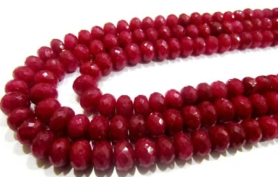 Natural ruby quartz beads rondelle size 7-10mm graduated strand 8 inches long. - Image 1 of 4