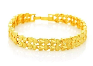 7,5" 9K GELBVERGOLDET DOPPELTE REIHE VON HERZEN ARMBAND (3M710) Elegant - Bild 1 von 2