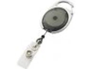 Retractable Carabiner Name Badge Key Card Holders Smoke and Silver colors 3 ct - Picture 1 of 2