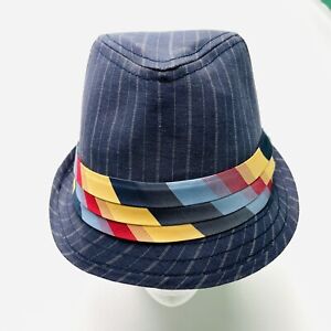 Goorin Bros Fedora Adult S Blue Pin Stripe Linen Blend Striped Hatband 00-3114