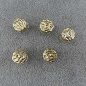 GOLD METALLIC Textured Round Shoe Charms for Shoes Wristbands Set of 5 Yellow - Picture 1 of 6