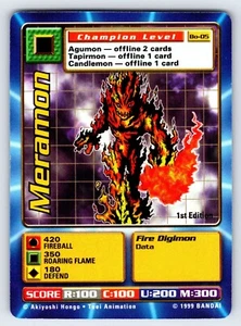 Meramon Bo-05 1999 Digimon Series 1 1st Edition Bandai Trading Card Rare- Lp/Vlp - Bild 1 von 2
