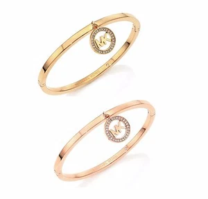 NEW MICHAEL KORS CZ PAVE MK LOGO CHARM BANGLE BRACELET MKJ4836 MJK4838 - Picture 1 of 5
