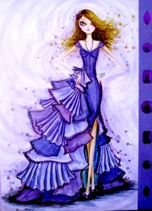 Papyrus Bella Pilar Girl in Purple Dress Blank Any Occasion Greeting Card - Picture 1 of 3