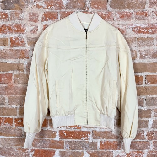 OFF WHITE Giacca Da Coach Bomber Vintage anni '70 Campus Off Bianca Crema Piena Grande