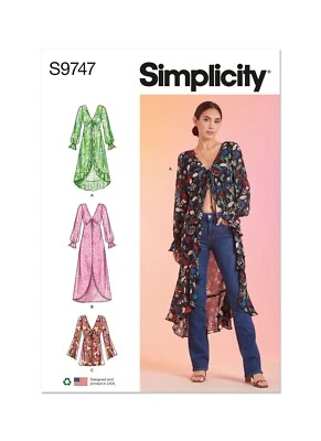 SIMPLICITY 9747 MISSES DUSTER JACKET Sewing Pattern Sizes 8-16 & 18-26 AVERAGE - Image 1 of 4