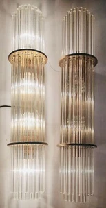 Lámpara de pared de varilla de latón y vidrio estilo años 70 industrial moderna conjunto de 2 lámparas - Imagen 1 de 8