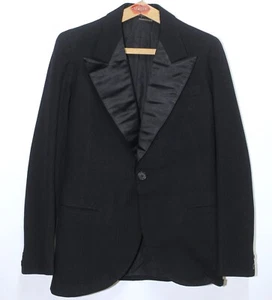 Vintage Black Wool Tailored Tuxedo Suit Jacket Dated 1932 Size S Made in France - Picture 1 of 10