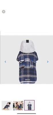 Used Canada Pooch The Shacket Dog Jacket Size 22 Blue Plaid Warm - Image 1 of 4