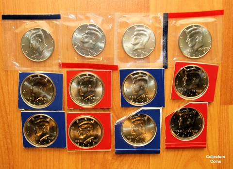 2005 - 2010 12 Coin PD Kennedy Half US Mint Set SATIN Coins in Mint Packaging Cover