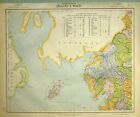1881 Letts Mapa Inglaterra Y Gales Isle Of Man Westmorland Cumberland Lancaster