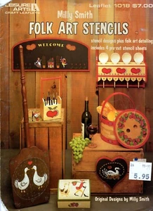 Folk Art Stencils by Milly Smith 4 Pre-cut Stencils Curious Cat Leaflet 1018 NOS - Picture 1 of 2