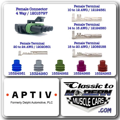 APTIV Delphi Weather Pack 4 vías 10 juegos - hembra de conector/terminal/sello Foto 1 de 4