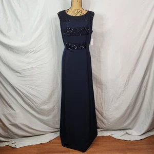 Nuevo Maxi Vestido con Etiqueta MAYA BROOKE Talla 14 Elegante Azul Marino Lentejuelas Adornado - Imagen 1 de 11