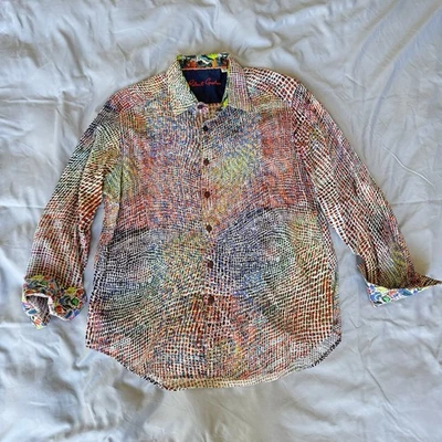 Camisa masculina manga longa Robert Graham multicolorida, tamanho G - Imagem 1 de 4