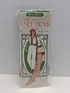 SEALED NOS 1976 NATIONAL FIRM HOLD KNEE HIGHS ONE PAIR COTTON SOLE 100% NYLON - Picture 1 of 2