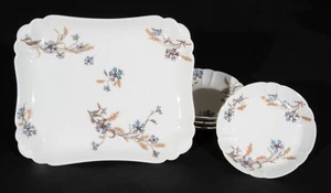 Haviland Limoges Schleiger 73 Corn Flowers Pattern Dessert Bowls (4) & 9" Plate - Picture 1 of 6