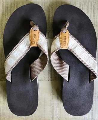 LL Bean Sz 9 Flip Flops with Sea Shells & Sand Dollars Straps - Изображение 1 из 4