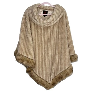 Poncho Adrienne Landau capa de piel sintética para mujer 1X marrón tostado mafia esposa - Imagen 1 de 6