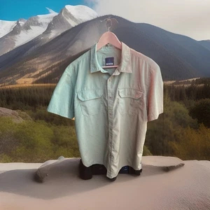 PrAna Shirt Mens Large Button Up Short Sleeve Forest Green - Picture 1 of 4