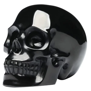 5 Zoll natürlicher schwarzer Obsidian Kristall Schädel Kopf handgeschnitzt Reiki Heilstein... - Bild 1 von 8