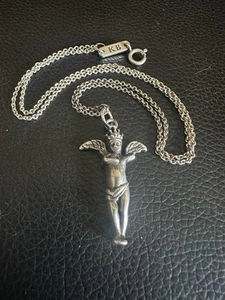 KING QUEEN BABY STUDIO .925 STERLING SILVER CROWN HEART PENDANT CHARM WITH CHAIN - Picture 1 of 11