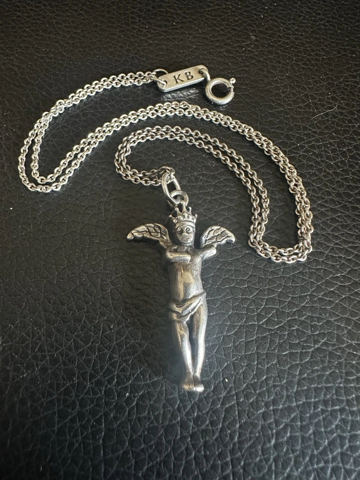 COLGANTE CORAZÓN CORONA PLATA ESTERLINA .925 KING QUEEN BABY STUDIO ENCANTO CON CADENA Foto 1 de 4