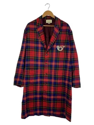 GUCCI Coat 48 Wool RED Check 474374 Z517F JAPAN - Image 1 of 4