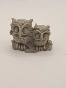 Vintage two Owls Sitting on a Branch Figurine, Resin 2"T x 3" W, Unbranded - Picture 1 of 6