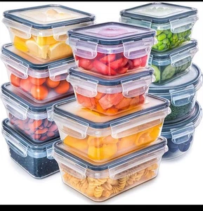 12 Pc Plastic Food Storage Container Set BPA Free, leak proof lids & containers - Picture 1 of 8