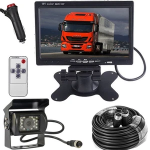 4Pin 7" Trailer RVs Bus Truck Monitor IR Waterproof Rear View Backup Camera Kit - Picture 1 of 24