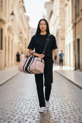 Bolso de Lona Steve Madden Cuero Rosa Claro con Correa para el Hombro Negra Raro Sin Defectos Foto 1 de 4