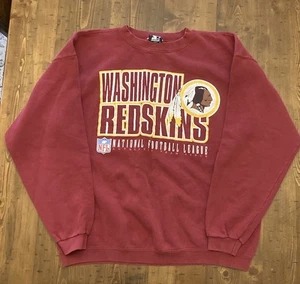 Vtg Starter Washington Redskins Logo Sweatshirt 90s Large Distressed Football - Picture 1 of 5
