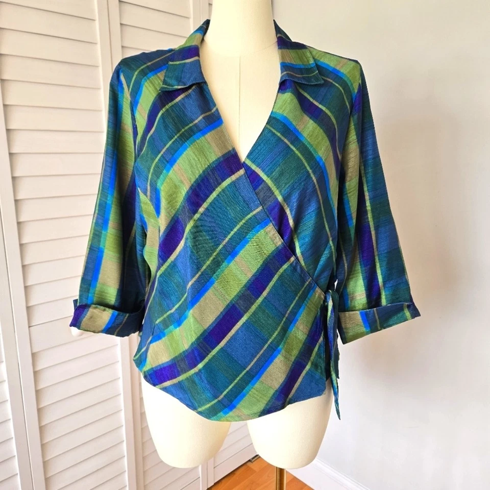 Blusa Selene Deportiva a Rayas Envolvente Para Mujer L Retro Y2K Estética Vibrante Tonos Joya Foto 1 de 4