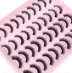 20 Pairs False Eyelashes Mink Natural Extension 3D Soft Black Lashes Makeup - Picture 1 of 2