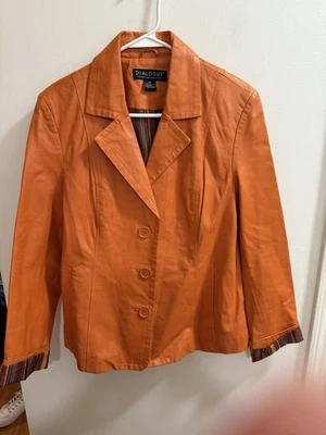 Dialogue Women’s Leather Vibrant Orange Jacket Size M - Image 1 of 3