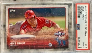 2015 Topps Opening Day Mike Trout Sliding #77 PSA 9 MINT - ANGELS QTY - Picture 1 of 2