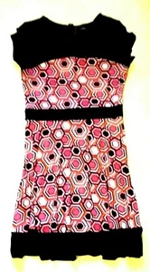New Directions Dress Girls Size Medium Pink White Black Short Sleeves - Picture 1 of 9