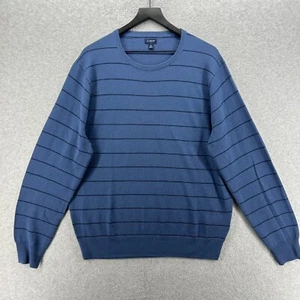 J.CREW Sweater Mens Size XL Blue Striped Long Sleeve Merino Wool Blend - Picture 1 of 10
