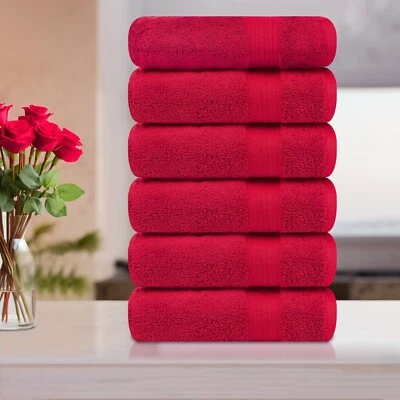 Ample Decor Hand Towel Pack of 6 High Absorbency 100% Cotton 600 GSM Soft  - Image 1 of 3
