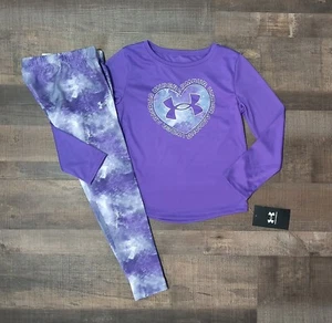 New! Little Girl's UNDER ARMOUR Long Sleeve Tee and Leggings Outfit Size 5 6 6X - Picture 1 of 3